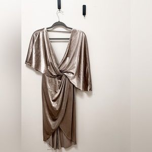 ASOS silver asymmetric midi dress